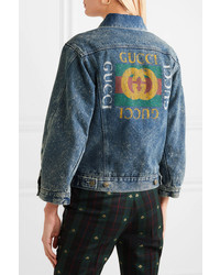 Gucci Oversized Embellished Appliqud Denim Jacket