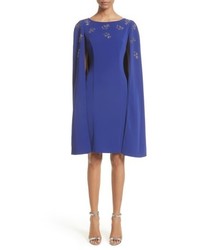 St. John Collection Embellished Classic Stretch Cady Cape Dress