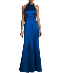 Kay Unger New York Embellished Halter Neck Mermaid Gown Sapphire