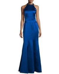 Kay Unger New York Embellished Halter Neck Mermaid Gown Sapphire