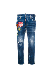 Dsquared2 Cropped Distressed Jeans With Patches