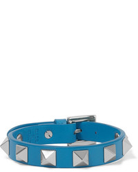Blue Embellished Leather Bracelet
