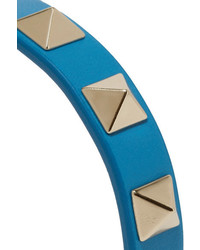 Valentino The Rockstud Leather And Gold Tone Bracelet Azure