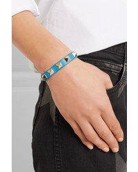 Valentino The Rockstud Leather And Gold Tone Bracelet Azure