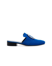 Blue Embellished Loafers