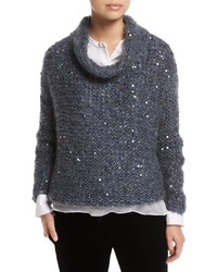 Brunello Cucinelli Cowl Neck Paillette Embellished Mohair Pullover