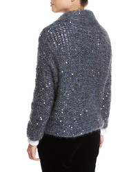 Brunello Cucinelli Cowl Neck Paillette Embellished Mohair Pullover