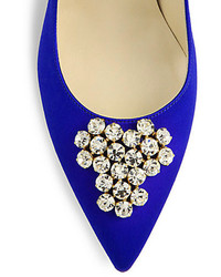 Brian Atwood Janne Bejeweled Satin Pumps