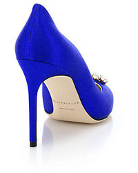 Brian Atwood Janne Bejeweled Satin Pumps