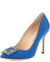 Blue Embellished Satin Shoes