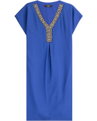 Blue Embellished Shift Dress