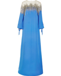 Oscar de la Renta Embellished Silk Tte And Tulle Gown