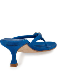 Manolo Blahnik Dole Embellished Thong Sandal Blue