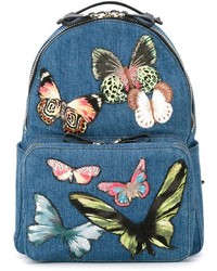 Blue Embroidered Backpack
