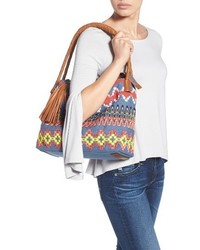 Tory Burch Embroidered Hobo Blue