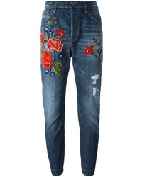 Twin-Set Rose Embroidery Boyfriend Jeans