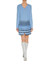Kenzo Embroidered Sheath Dress In Pale Blue