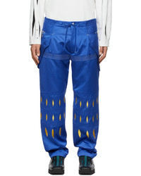 Blue Embroidered Chinos