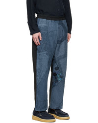 By Walid Navy Embroidered Trousers