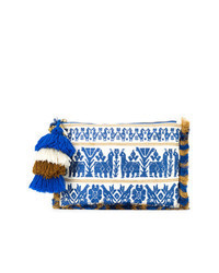 Blue Embroidered Clutch