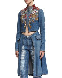 Blue Embroidered Coat