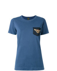 Blue Embroidered Crew-neck T-shirt