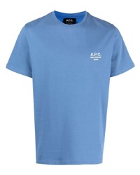 A.P.C. Logo Embroidered Cotton T Shirt