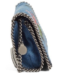 Stella McCartney Embroidered Denim Shoulder Bag Blue