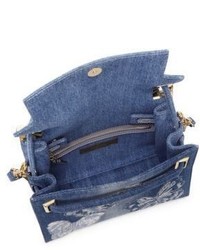 Valentino My Rockstud Small Butterfly Embroidered Denim Top Handle Bag