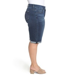Melissa McCarthy Plus Size Seven7 Embroidered Denim Bermuda Shorts