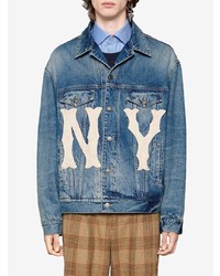 Gucci Denim Jacket With Ny Yankees Patch