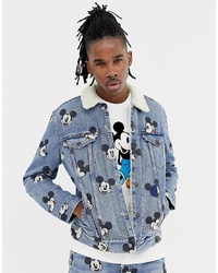Levi's Mickey Mouse Print Denim Borg Jacket In Light Wash, $130 | Asos |  Lookastic