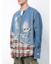 Greg Lauren Oversized Distressed Bomber Jacket