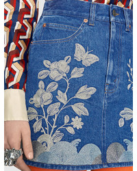 Gucci Embroidered Denim Mini Skirt