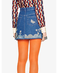 Gucci Embroidered Denim Mini Skirt