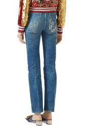 Gucci Denim Pants With Butterfly Applique