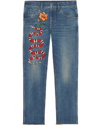 Gucci Embroidered Denim Pants