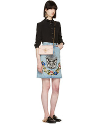 Gucci Blue Denim Cat Skirt