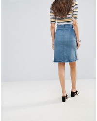 Soaked In Luxury Soaked In Luxury Embroidered Denim Pencil Skirt