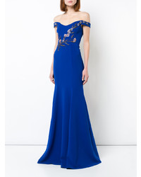 Marchesa Notte Bead Embroidered Off The Shoulder Gown
