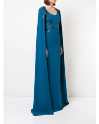 Marchesa Notte Cape Effect Embroidered Gown