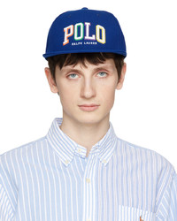 Blue Embroidered Flat Cap
