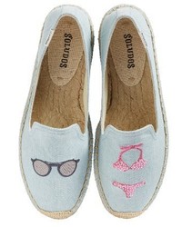 Blue Embroidered Flats