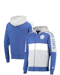 STARTE R Bluegray Toronto Maple Leafs Playoffs Color Block Full Zip Hoodie