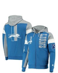STARTE R Bluesilver Detroit Lions Extreme Throwback Full Zip Hoodie At Nordstrom
