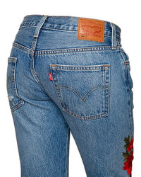 Levi's 501 Cropped Embroidered Denim Jeans
