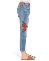 Levi's 501 Floral Embroidered Crop Taper Jeans