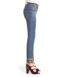 Etro Beaded Embroidered Crop Jeans
