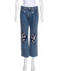 Bliss And Mischief High Rise Embroidered Jeans