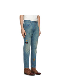 Gucci Blue Symbol Tapered Jeans